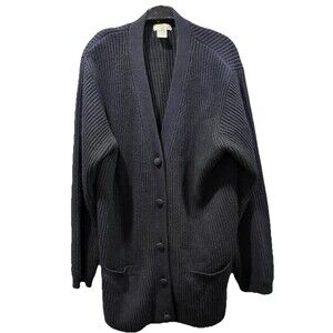 VTG Oversized Yarnworks Ribbed Knit Button Front Layering Cardigan Sweater XL
